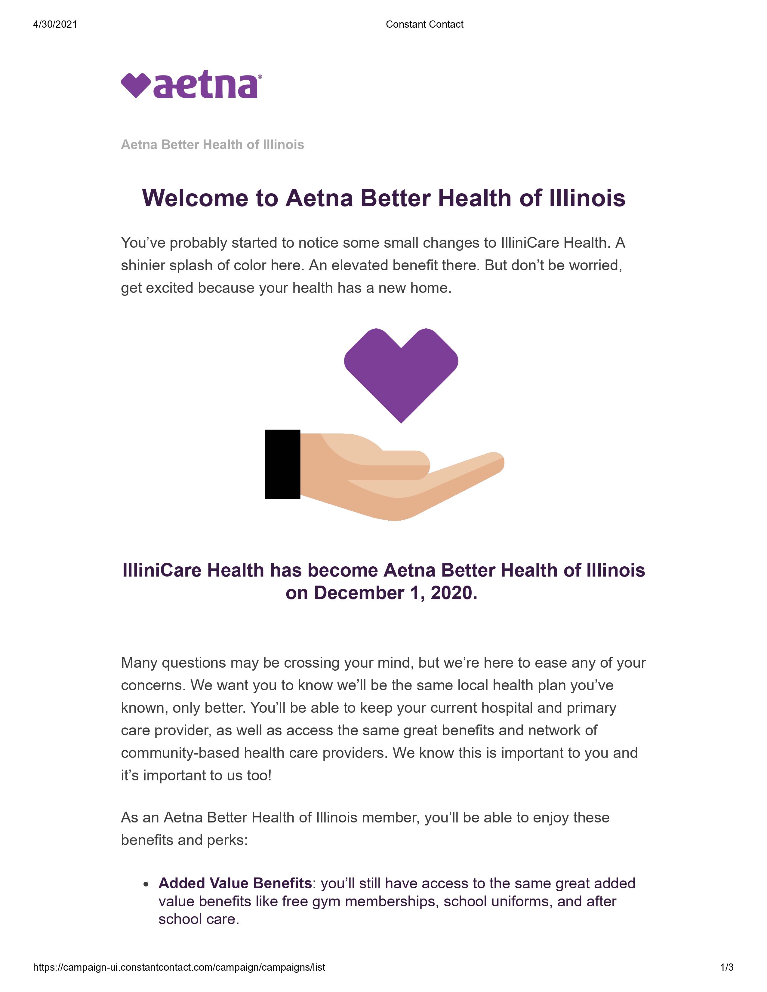 CVS-Aetna rebrand email