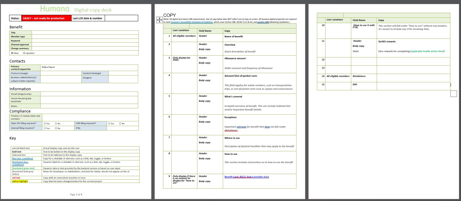 Humana benefit framework