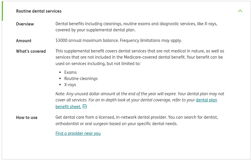 Dental benefit